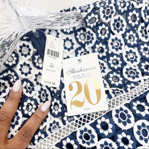 Anthropologie Shoshanna Emily Embroidered Floral‎ Lace Dress Size 0P Petite - Picture 3 of 7